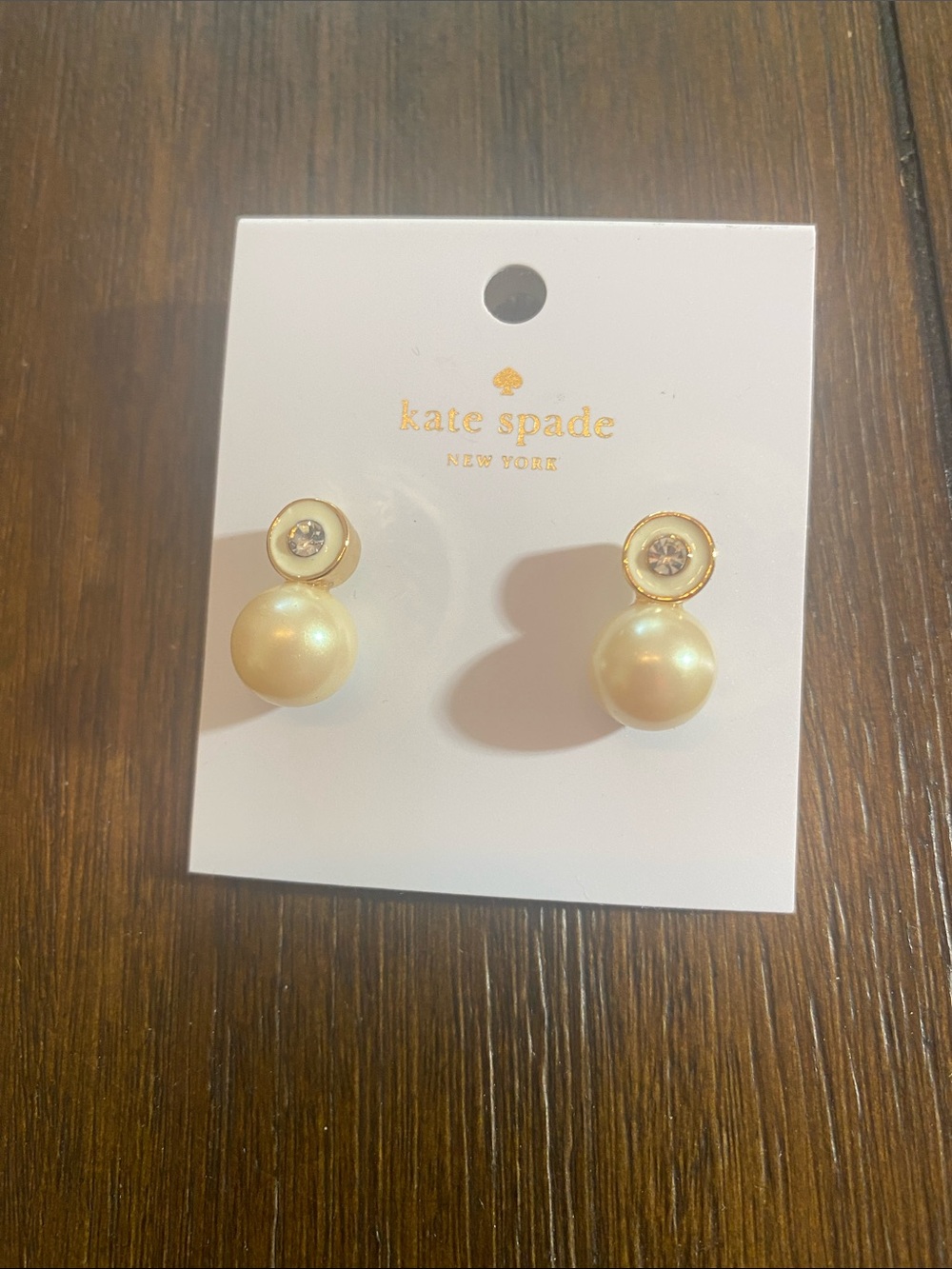 kate spade Gold and Cream Pearl Drop Stud Earrings